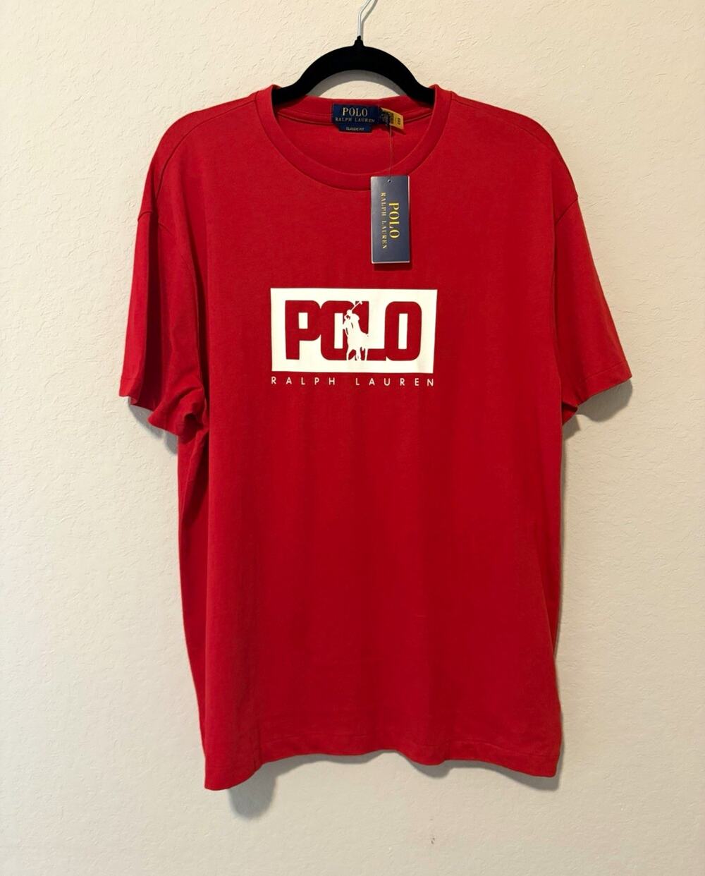 NWT Polo Ralph Lauren Classic Fit Red Box Logo Cotton Crewneck T-Shirt Men M
